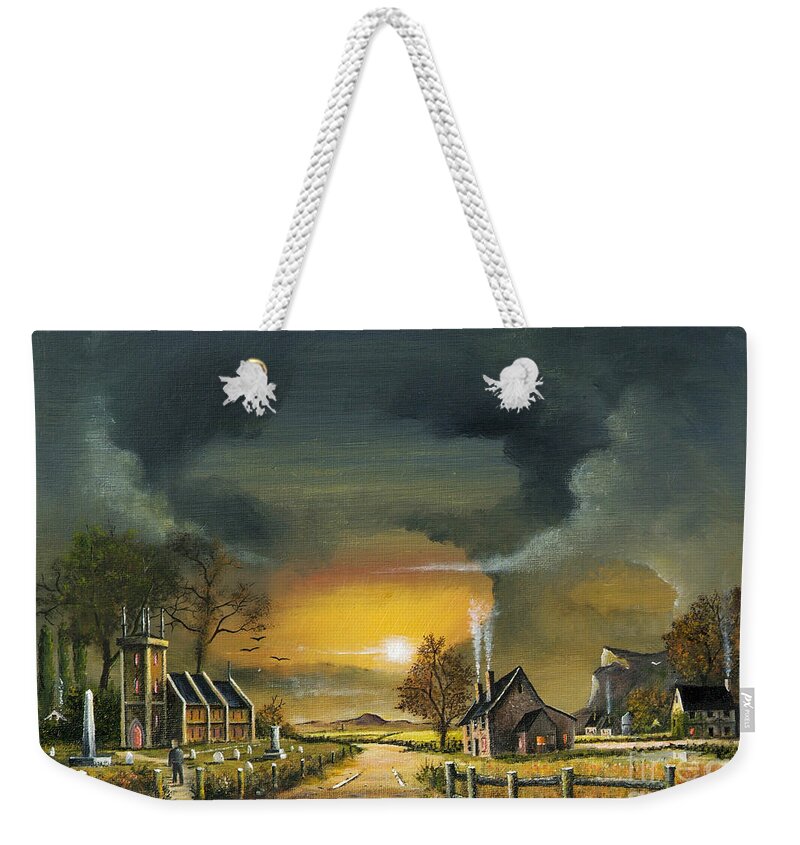 Countryside Weekender Tote Bag featuring the painting End Of The Day - Old England by Ken Wood
