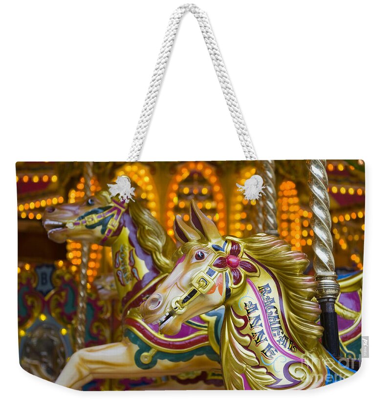 Amusement Weekender Tote Bag featuring the photograph Fairground carousel #2 by Lee Avison