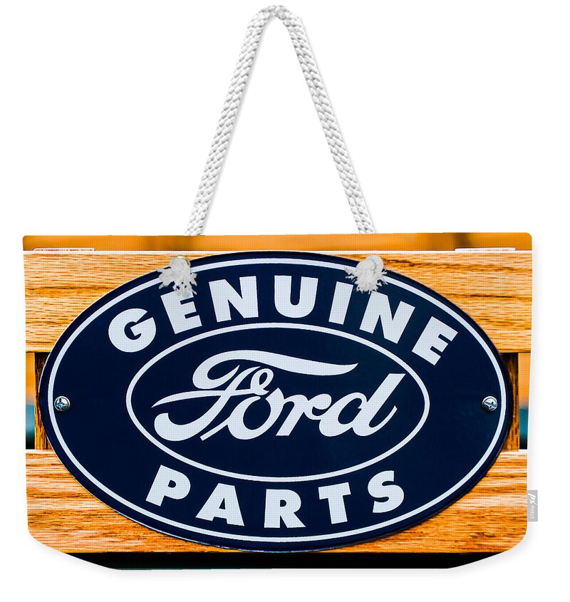 Genuine Ford Parts Sign Weekender Tote Bag featuring the photograph Genuine Ford Parts Sign #2 by Jill Reger