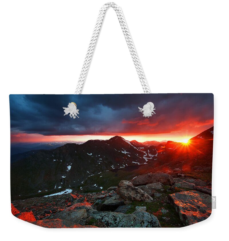 Sunsets Weekender Tote Bag featuring the photograph Goodnight Kiss by Jim Garrison