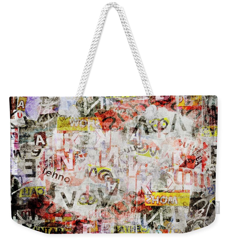Grunge Weekender Tote Bag featuring the digital art Grunge textured background by Jelena Jovanovic