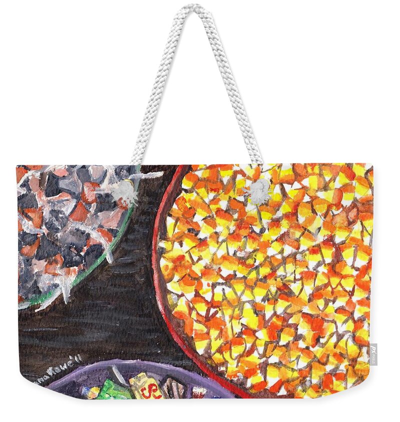 Halloween Weekender Tote Bag featuring the painting Halloween Candy by Shana Rowe Jackson