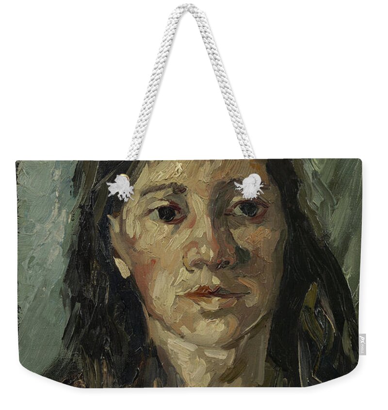 Vincent Van Gogh Weekender Tote Bag featuring the painting Head Of A Woman #2 by Vincent Van Gogh