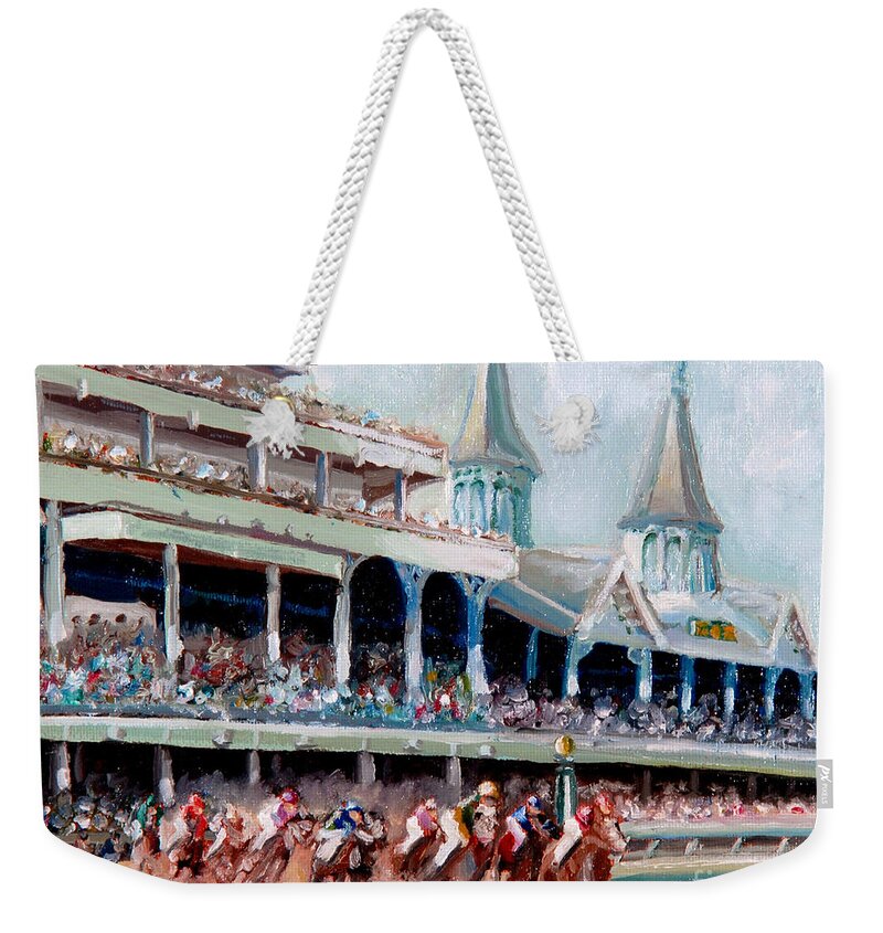 Kentucky Derby Weekender Tote Bag featuring the painting Kentucky Derby by Todd Bandy