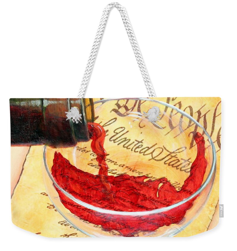 Red Wine Pour Weekender Tote Bag featuring the painting Let Freedom Ring by Sandi Whetzel