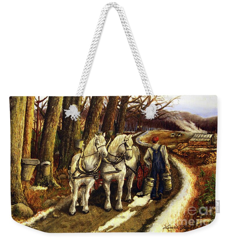 Animals Weekender Tote Bag featuring the painting Maple Way by Linda Simon