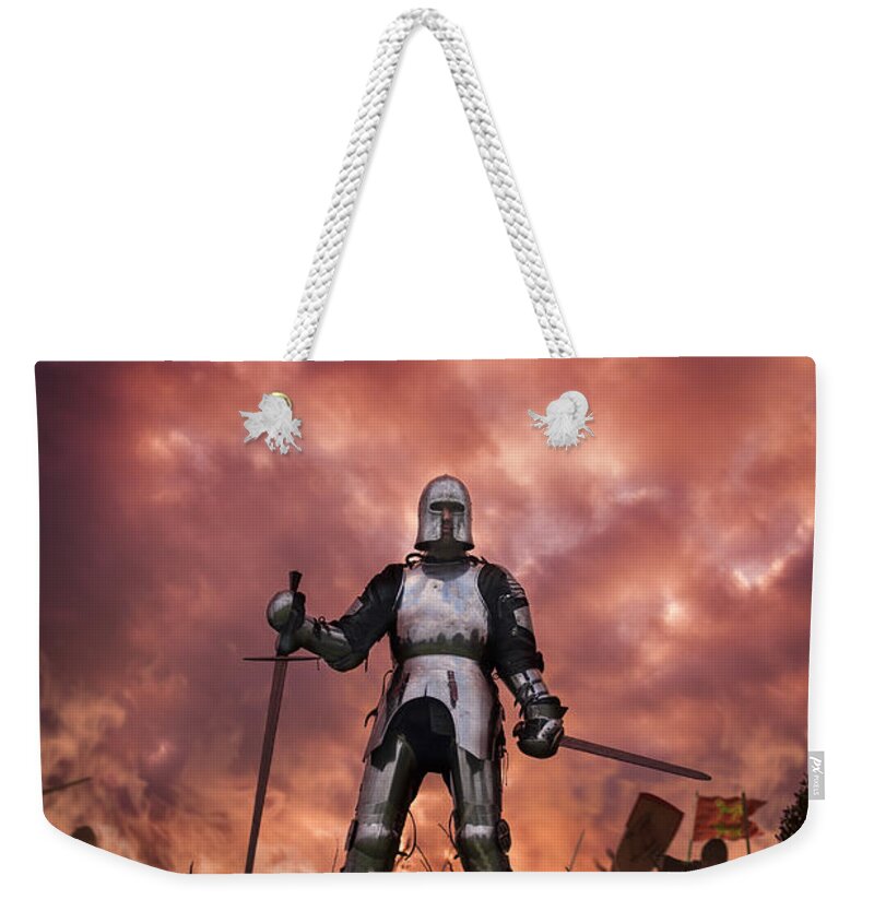 Knight Weekender Tote Bag featuring the photograph Medieval Knights In Battle #2 by Lee Avison