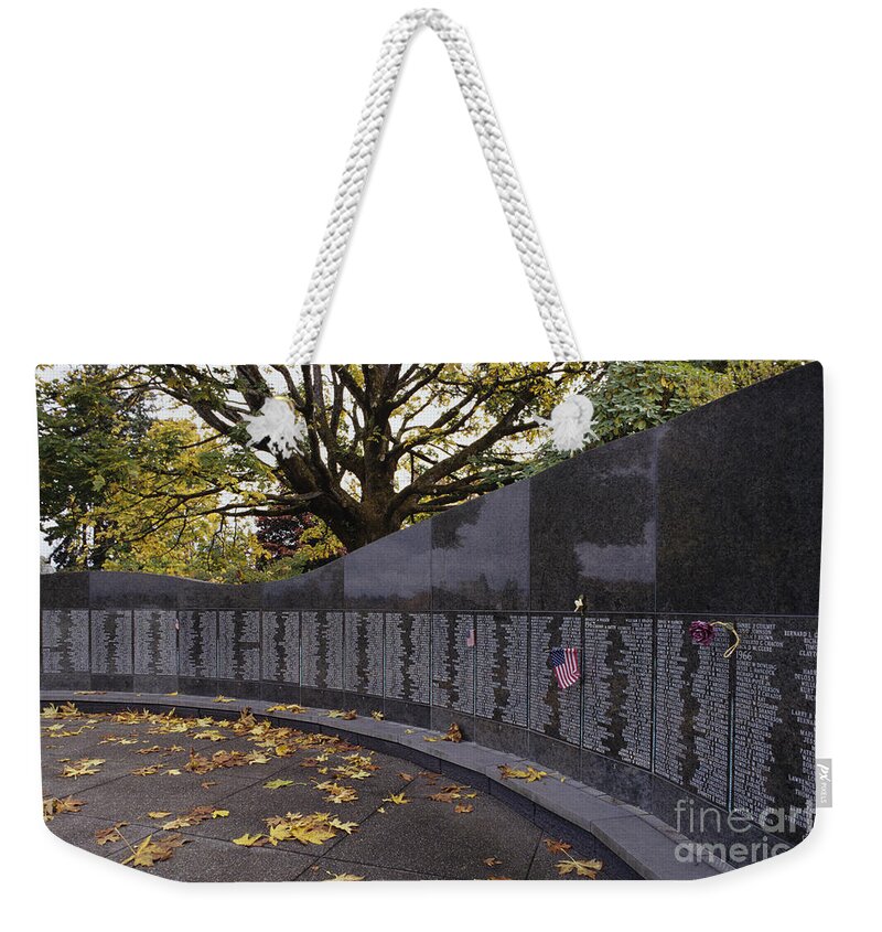 Government Weekender Tote Bag featuring the photograph Memorial for our fallen soldiers #2 by Jim Corwin