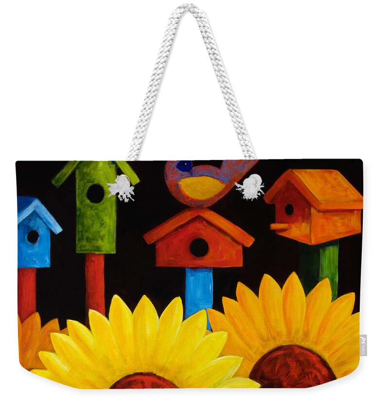 Birds Weekender Tote Bag featuring the painting Midnight Garden by Oscar Ortiz