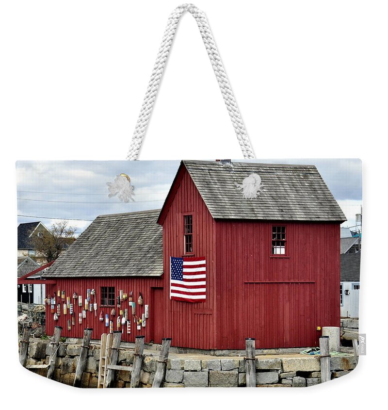 Nautical Weekender Tote Bag featuring the photograph Motif Rockport Ma #2 by Caroline Stella