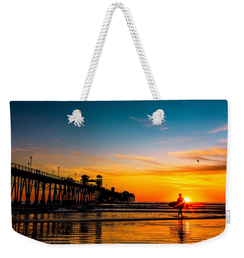 Pier Weekender Tote Bag featuring the photograph Oceanside Pier at Sunset #2 by Ben Graham