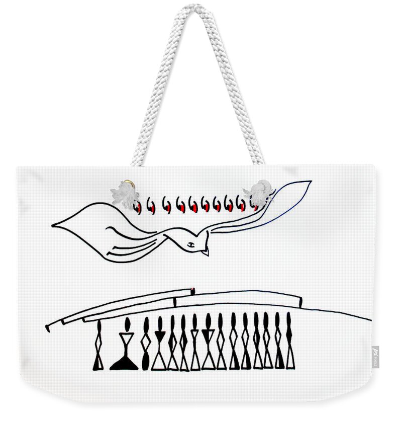 Jesus Weekender Tote Bag featuring the drawing Pentecost #2 by Gloria Ssali