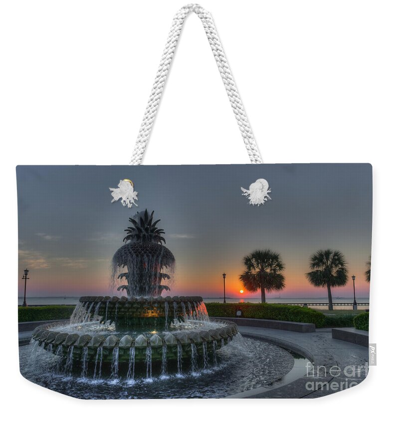 Pineapple Fountain Weekender Tote Bag featuring the photograph Pineapple Sunrise by Dale Powell