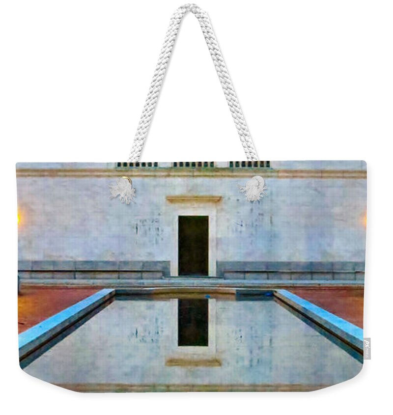 Church Weekender Tote Bag featuring the photograph Reflections #3 by Art Dingo