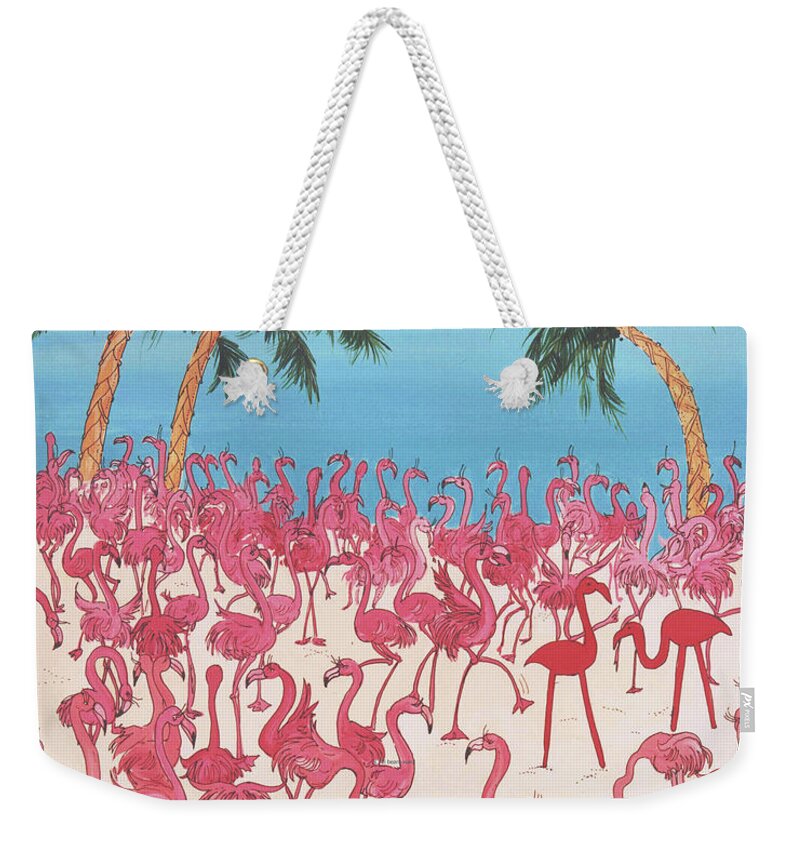 Flamingos Weekender Tote Bag featuring the painting Royal Roost by Lizi Beard-Ward