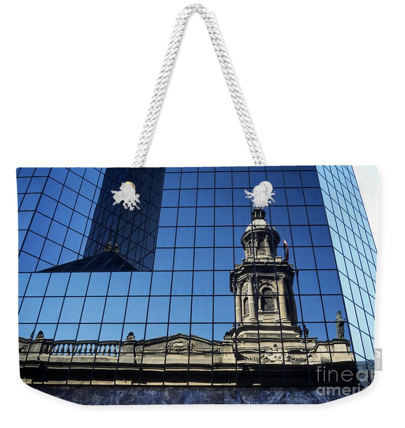 Chile Weekender Tote Bag featuring the photograph Santiago Reflections #1 by James Brunker