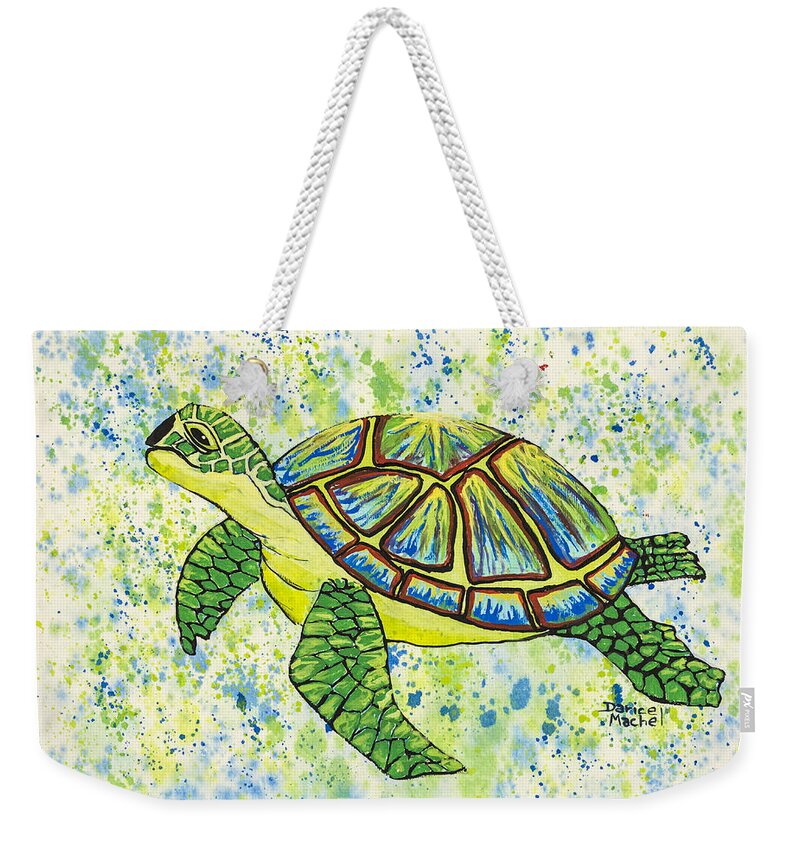 Animal Weekender Tote Bag featuring the painting Sea Turtle by Darice Machel McGuire