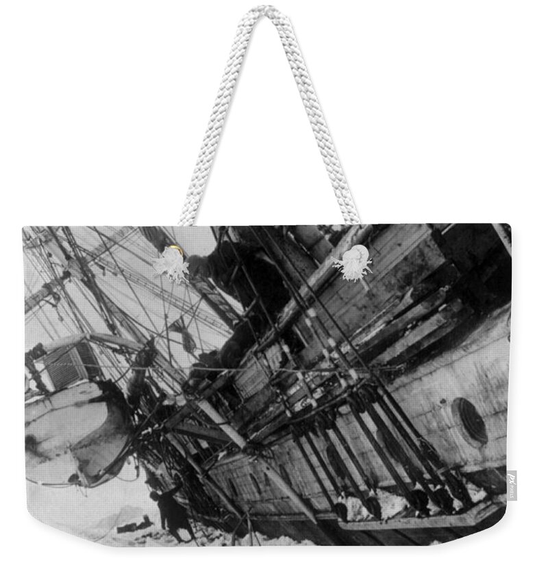 Navigation Weekender Tote Bag featuring the photograph Shackletons Endurance Trapped In Pack #2 by Science Source