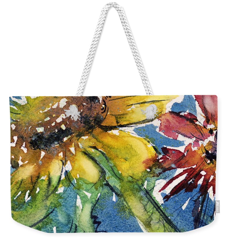 Flower Weekender Tote Bag featuring the painting Sunflower by Judith Levins