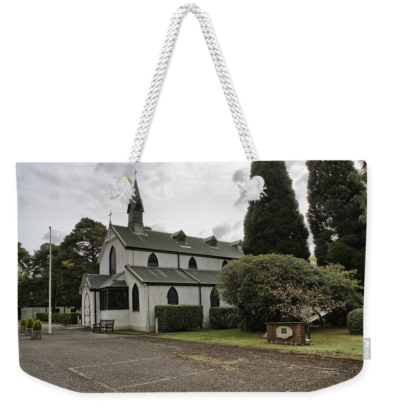 Shirley Mitchell Weekender Tote Bag featuring the photograph St Barbaras Garrison Church Deep Cut #3 by Shirley Mitchell