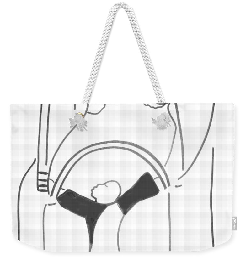 Jesus Weekender Tote Bag featuring the drawing The Holy Family #2 by Gloria Ssali