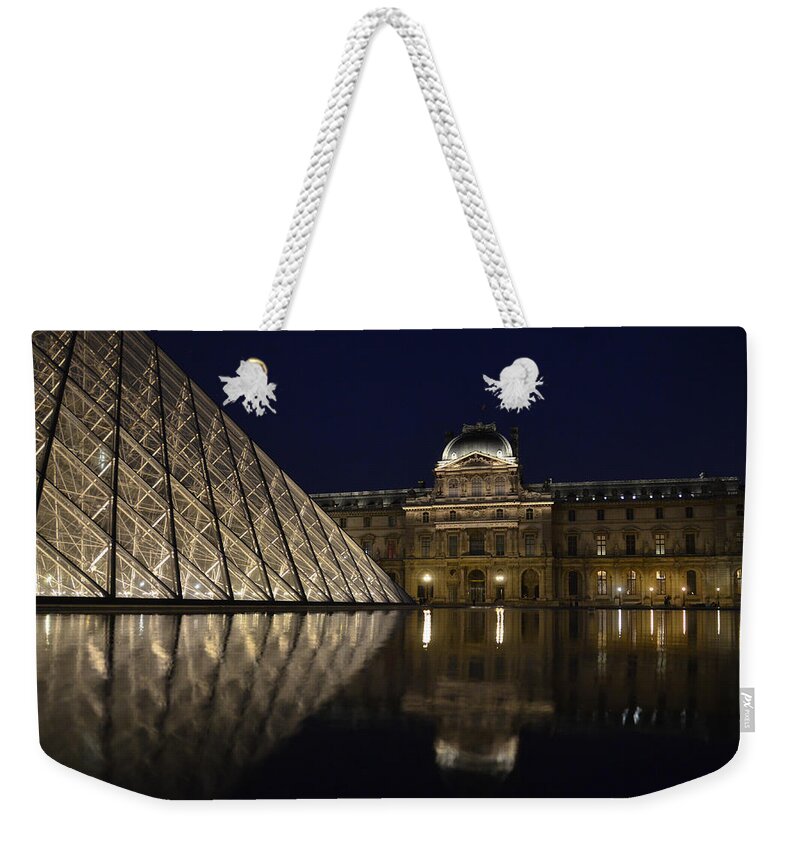 Louvre Weekender Tote Bag featuring the photograph The Louvre Palace and the Pyramid at night #1 by RicardMN Photography