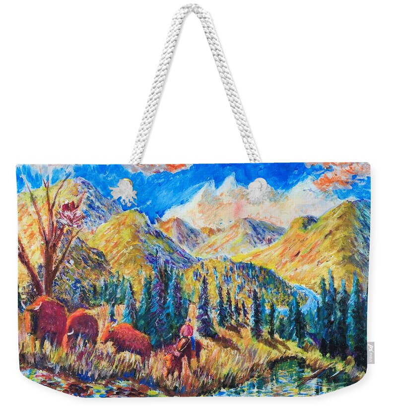 Nature Weekender Tote Bag featuring the painting The Stray by Walt Brodis