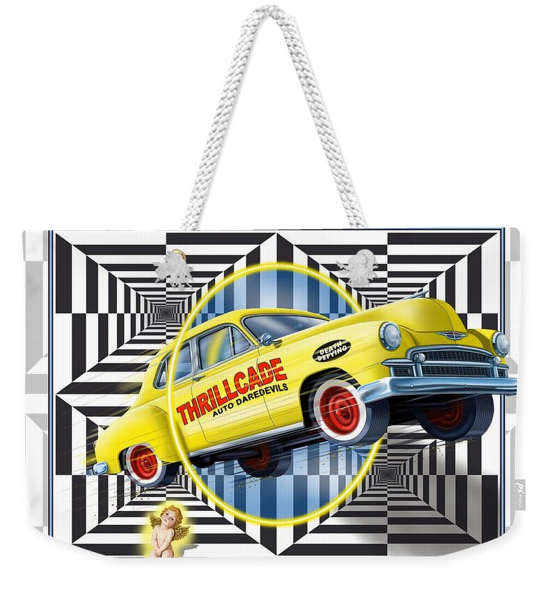Cars Weekender Tote Bag featuring the digital art Thrillcade by Scott Ross