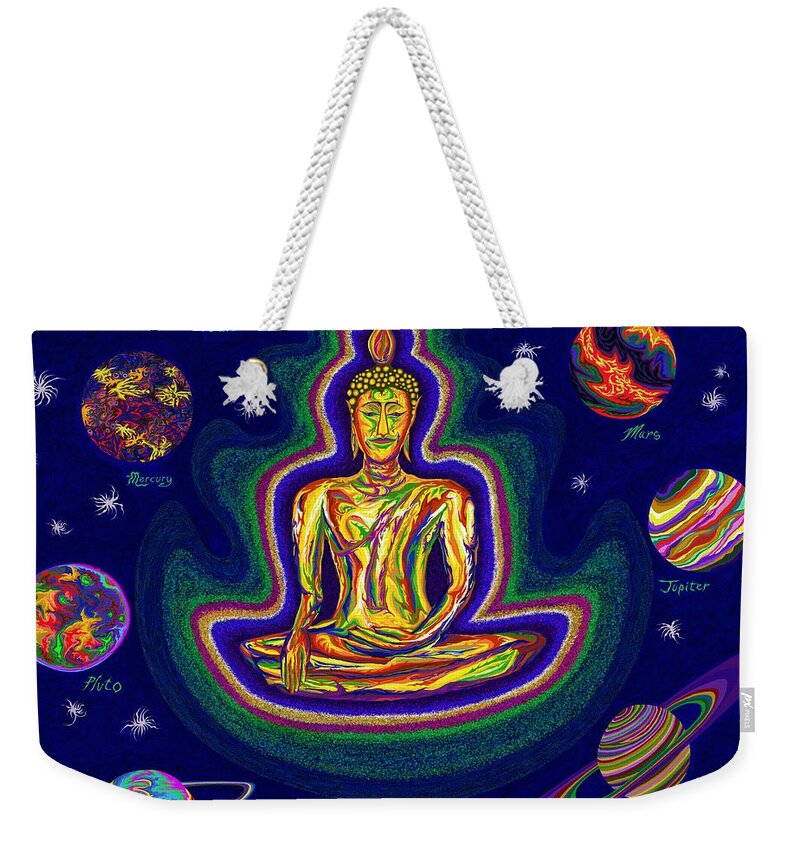 Buddha Weekender Tote Bag featuring the painting United Planets of Buddha #2 by Robert SORENSEN