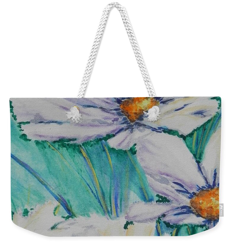 Fine Art Painting Weekender Tote Bag featuring the painting Wild Daisys by Chrisann Ellis