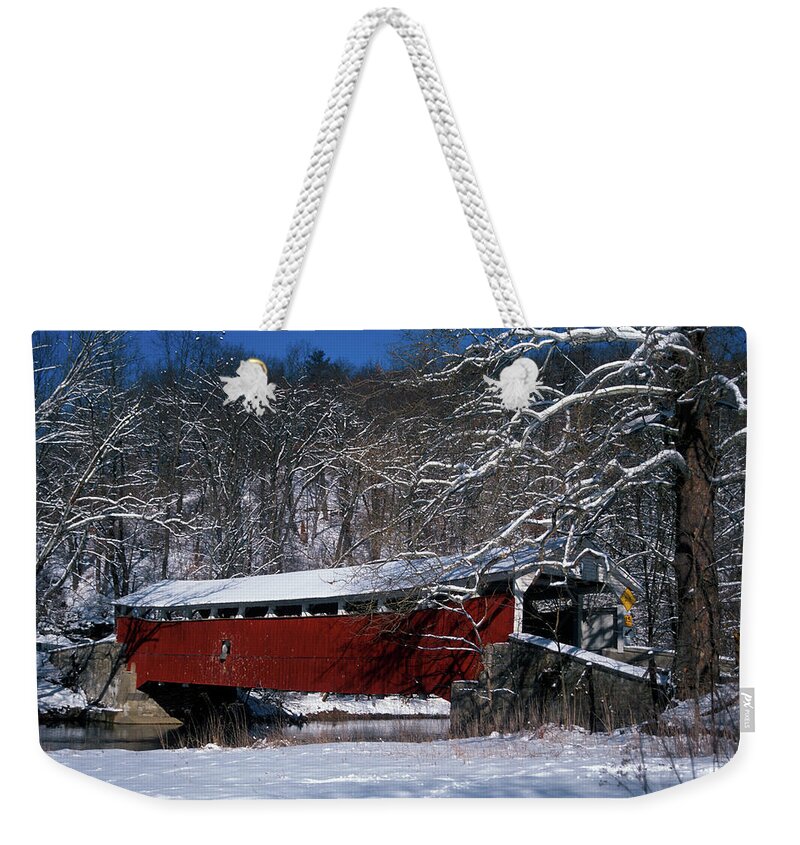 Photography Weekender Tote Bag featuring the photograph 2000s Snow Covered Country Wooden by Vintage Images