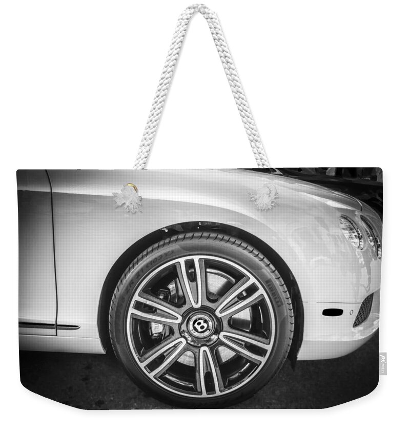 Bentley Cars Weekender Tote Bag featuring the photograph 2012 Bentley Continental GTC V8 BW by Rich Franco