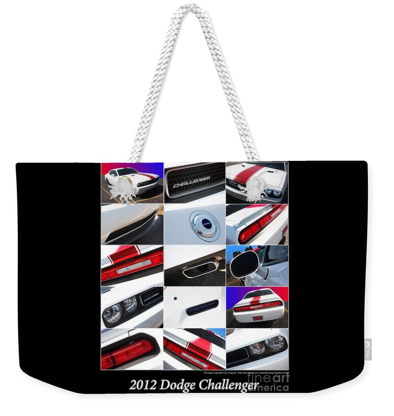 2012 Dodge Challenger Weekender Tote Bag featuring the photograph 2012 Dodge Challenger-White-1 by Gary Gingrich Galleries