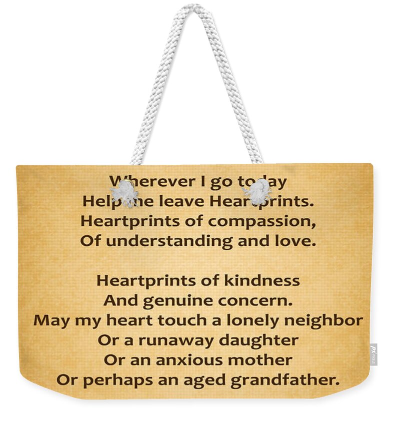 Heartprints Weekender Tote Bag featuring the photograph 224- Heartprints by Joseph Keane