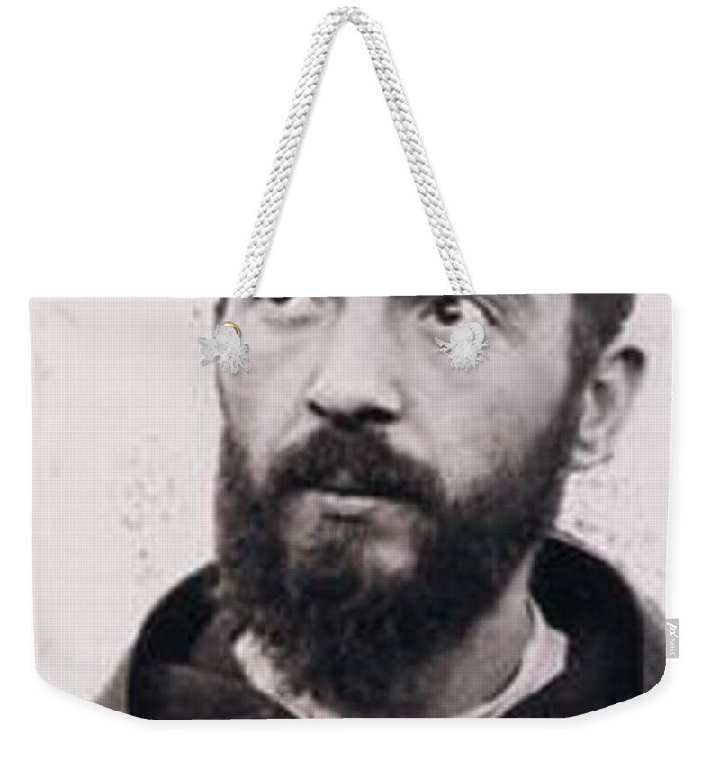 Prayer Weekender Tote Bag featuring the photograph Padre Pio #25 by Archangelus Gallery