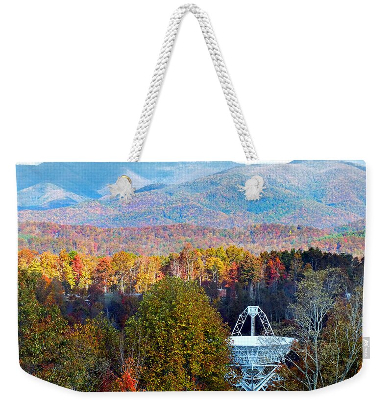 Duane Mccullough Weekender Tote Bag featuring the photograph 26 East Antenna and the Blueridge by Duane McCullough