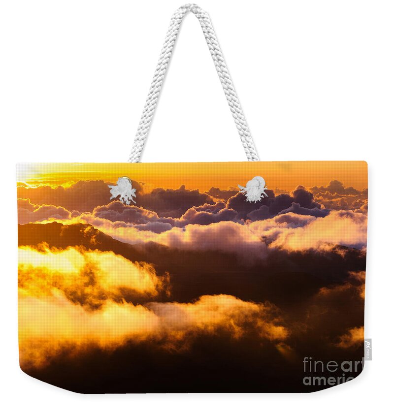 Haleakala National Park Weekender Tote Bag featuring the photograph Clouds at sunrise over Haleakala Crater Maui Hawaii USA #27 by Don Landwehrle