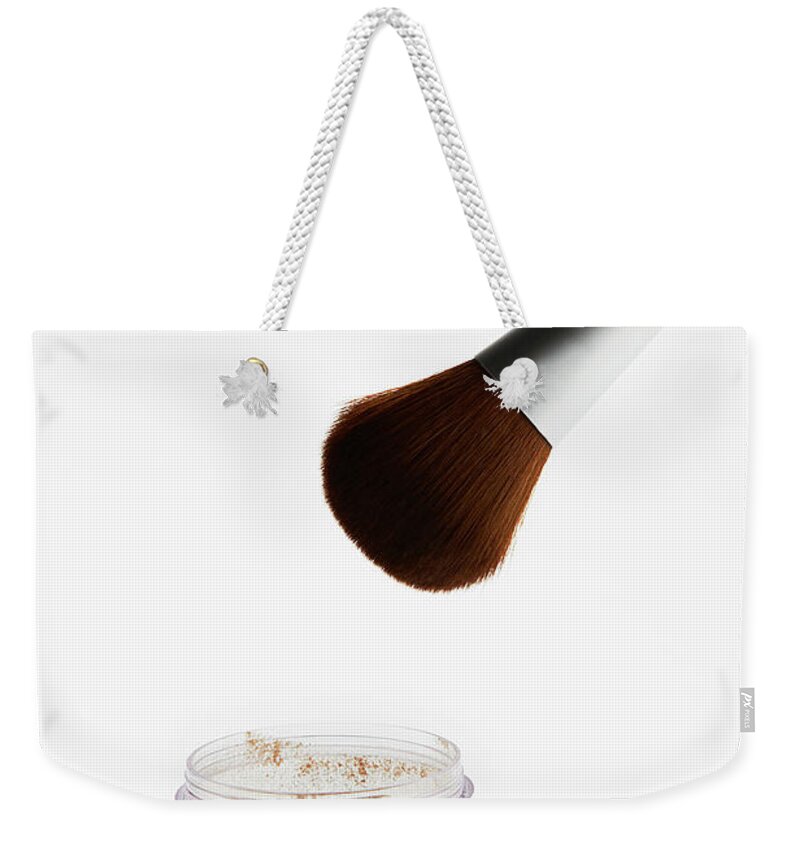 White Background Weekender Tote Bag featuring the photograph Still Life Of Beauty Products #29 by Stephen Smith