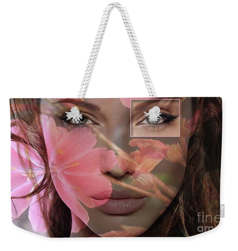 Angelina Drawings Mixed Media Weekender Tote Bag featuring the mixed media Angelina Jolie #3 by Marvin Blaine