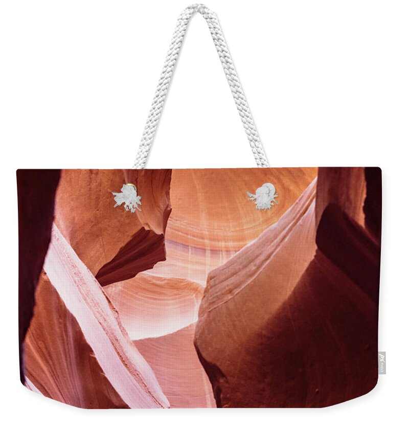 Curve Weekender Tote Bag featuring the photograph Antelope Canyon Spiral Rock Arches #3 by Deimagine
