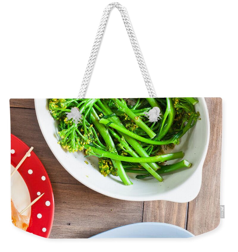 Appetizer Weekender Tote Bag featuring the photograph Broccoli stems #3 by Tom Gowanlock