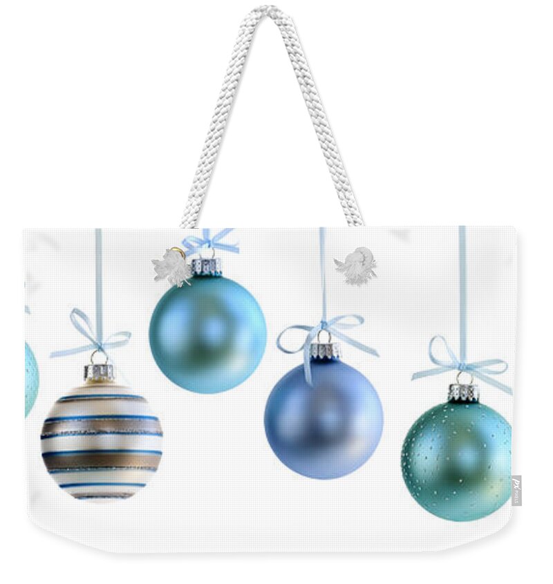 Christmas Weekender Tote Bag featuring the photograph Christmas ornaments 4 by Elena Elisseeva
