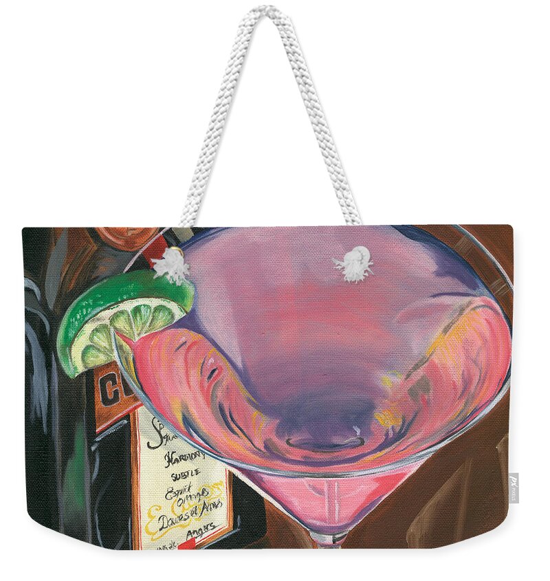 Martini Weekender Tote Bag featuring the painting Cosmo Martini by Debbie DeWitt