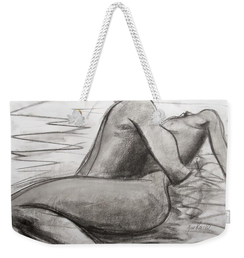 Male Weekender Tote Bag featuring the painting Deep Love by Jarmo Korhonen aka Jarko
