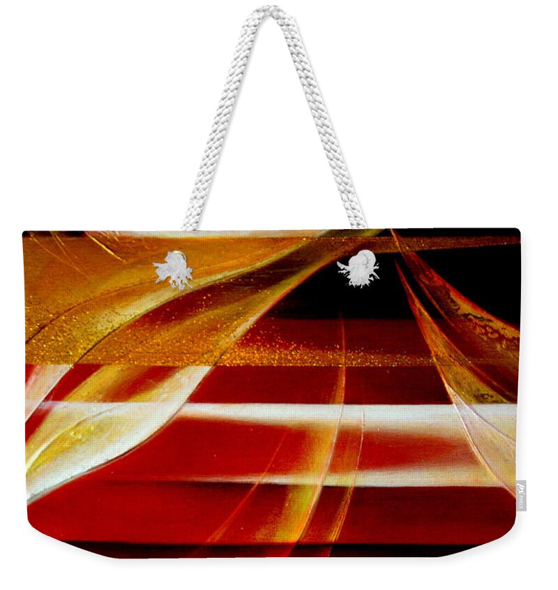 Abstract Weekender Tote Bag featuring the painting Departure #2 by Kumiko Mayer