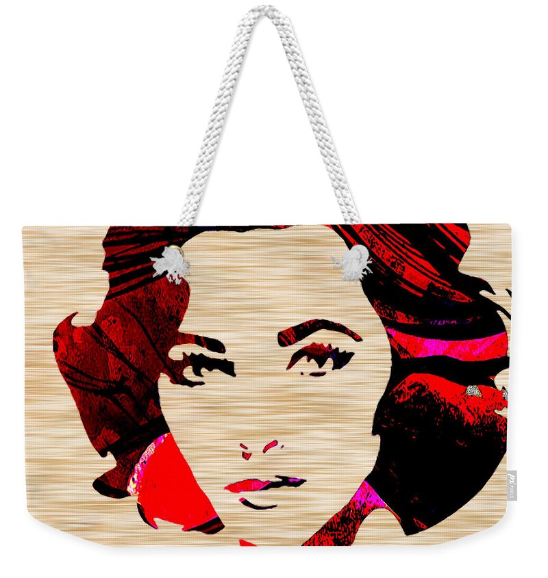 Elizabeth Taylor Paintings Mixed Media Mixed Media Weekender Tote Bag featuring the mixed media ElizabethTaylor #3 by Marvin Blaine