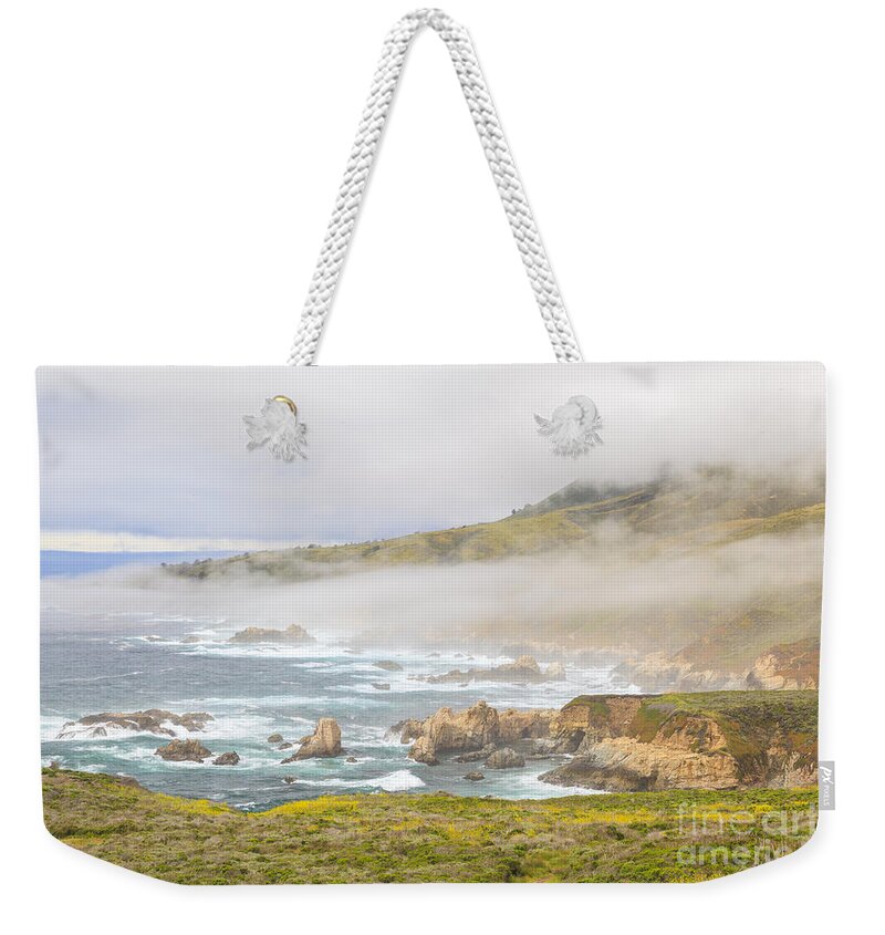 Big Sur Weekender Tote Bag featuring the photograph Fog engulfing Big Sur coast #3 by Ken Brown