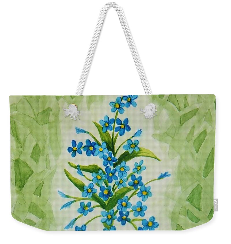 Print Weekender Tote Bag featuring the painting For-Get-Me-Nots by Katherine Young-Beck