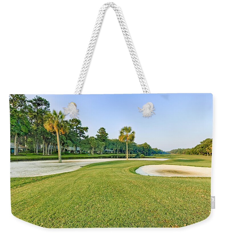 Abstract Weekender Tote Bag featuring the photograph Golf Course #3 by Peter Lakomy