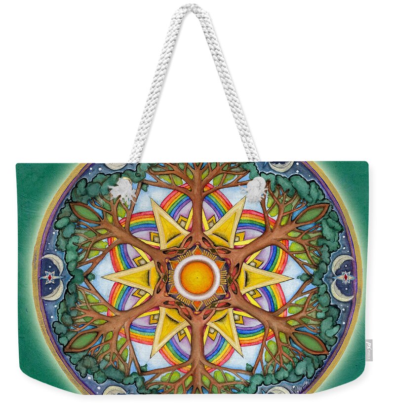 Mandala Weekender Tote Bag featuring the painting Heaven and Earth Mandala by Jo Thomas Blaine